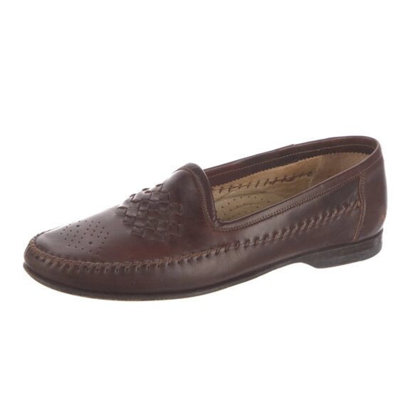 Santoni Leather Whipstitch Trim Loafers Men's Size: 10US10 UK9